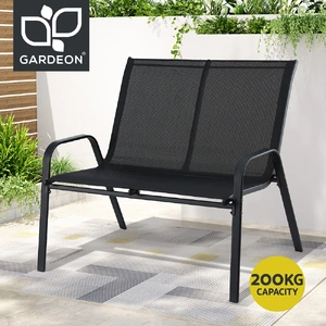 Gardeon Garden Bench Seat Steel Outdoor Patio Park Lounge Backyard Chair Black