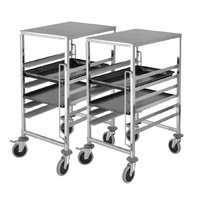2X Gastronorm Trolley 7 Tier Stainless Steel Bakery Trolley Suits 60cmx40cm Tray with Working Surface