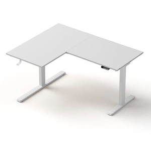 L-Shape Standing Desk Sit Stand Up Height Adjustable Electric Motorised White