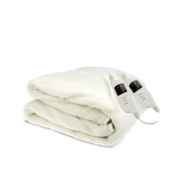Heated Electric Blanket Fitted Fleece Underlay Winter Throw - White