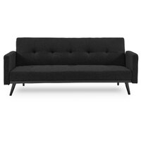 Harwich Tufted Faux Linen 3-Seater Sofa Bed with Armrests