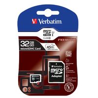 VERBATIM Micro SDHC (Class 10) with Adaptor Up to 45MB/Sec 300X read speed