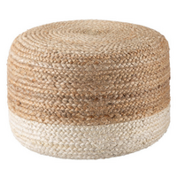 Ombre Hand Braided Jute Cotton Pouf Ottoman 50 x 35 cm