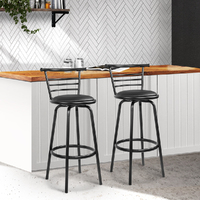 PU Leather Bar Stools - Black and Steel