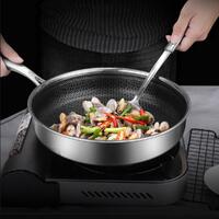Stainless Steel Frying Pan Non-Stick Cooking Frypan Cookware Honeycomb Single Sided