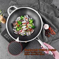 304 Stainless Steel Non-Stick Stir Fry Cooking Kitchen Wok Pan without Lid Honeycomb Single Sided