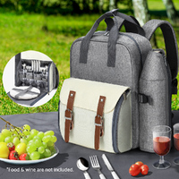 Picnic Basket Backpack Set Cooler Bag 4 Person Outdoor Liquor