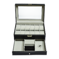 12 Slot PU Leather Lockable Watch and Jewelry Storage Boxes