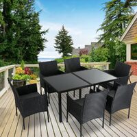 Outdoor Minimalist Wicker 6-Seater Dining Set