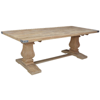 Gloriosa Dining Table Pax Pedestal Solid Mango Timber Wood - Honey Wash