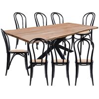 Lantana 9pc 240cm Dining Table 8 Black Chair Set Live Edge Acacia Wood