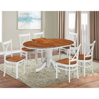 Lupin Dining Set 106cm Round Pedestral Table 4 Rubber Wood Chair - White Oak
