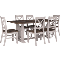 Erica Dining Set 200cm Table Chair Solid Acacia Wood Timber Brown White