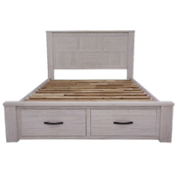 Americus Bed Frame Size Timber Mattress Base With Storage Drawers - White