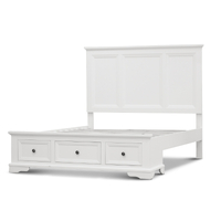 Reeves Bed Frame Timber Mattress Base With Storage Drawers - White