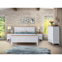 Smoky Bed Frame Mattress Base Solid Rubber Timber Wood - White