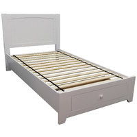 Bed Frame Mattress Base Storage Drawer Timber Wood - White
