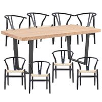 Petunia  Dining Table Wishbone Chair Elm Timber Wood Metal Leg