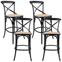 Aster Crossback Bar Stools Dining Chair Solid Birch Timber Rattan Seat