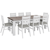 Plumeria Dining Set Table Chair Solid Acacia Wood - White Brush