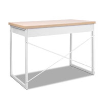 Metal Desk with Drawer - Wooden Top