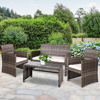 Set of 4 Outdoor Lounge Setting Rattan Patio Wicker Dining Set