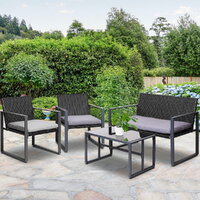 4PC Outdoor Furniture Patio Table Chair Black