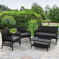 4 PCS Outdoor Furniture Lounge Setting Wicker Dining Set