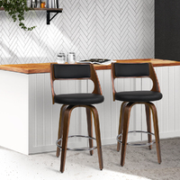 Wooden Bar Stools PU Leather - Black and Wood