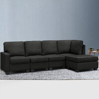 Ammon Sofa Lounge Set Modular Chaise Chair Suite Couch Dark Grey
