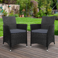 Outdoor Bistro Set Chairs Patio Furniture Dining Wicker Garden Cushion Gardeon