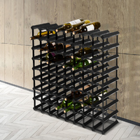 Timber Wine Rack Wooden Storage Wall Racks Holders Cellar Black