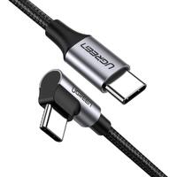 UGREEN USB-C to Angled USB2.0-C Round Cable M/M Aluminum Shell Nickel Plating (Gray Black)