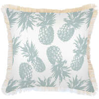 Cushion Cover-Coastal Fringe Natural-Pineapples Seafoam