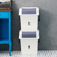 Nplastic 2 Set Stackable Recycle BinRubbish Open-Touch Flip Lid 45L