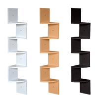 5 Tier Corner Wall Shelf Display Shelves DVD CD Storage Zig-tag Rack