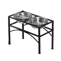Dual Elevated Raised Pet Dog Feeder Bowl Stainless Steel Food Water Stand