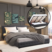 Tanunda Gas Lift Bed - Dark Grey