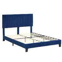 Parilla Bed Frame Mattress Base Platform Wooden Velevt Headboard