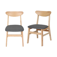 Dining Chair Kitchen Table Chair Natural Wood Linen Fabric Cafe Lounge