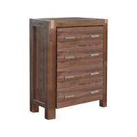 Tallboy with 4 Storage Drawers Solid Wooden Assembled