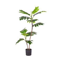 90cm 2-Trunk Artificial Natural Green Split-Leaf Philodendron Tree Artificial Tropical Indoor Plant Home Office Décor