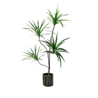 Green Artificial Indoor Brazlian Iron Tree Artificial Plant Decorative 4 Heads