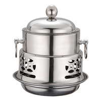 Stainless Steel Mini Asian Buffet Hot Pot Single Person Shabu Alcohol Stove Burner with Lid