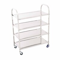 4 Tier Stainless Steel Kitchen Dinning Food Cart Trolley Utility Size Square