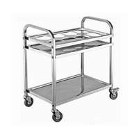 2 Tier Stainless Steel 8 Compartment Kitchen Seasoning Car Service Trolley Condiment Holder Cart Spice Bowl