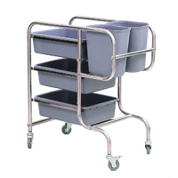 3 Tier Food Trolley Food Waste Cart Five Buckets Kitchen Food Utility Square