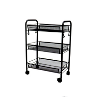 Steel Black Bee Mesh Kitchen Cart Multi-Functional Shelves Portable Storage Organizer with Wheels