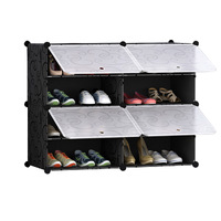 2 Column Shoe Rack Organizer Sneaker Footwear Storage Stackable Stand Cabinet Portable Wardrobe with Cover