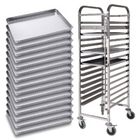 Gastronorm Trolley Stainless Steel with 60*40*5cm Aluminum Baking Pan Cooking Tray for Bakers